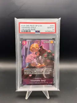 2025 ONE PIECE OP12-LEGACY OF THE MASTER TREASURE RARE VINSMOKE SANJI PSA 10 - Image 1
