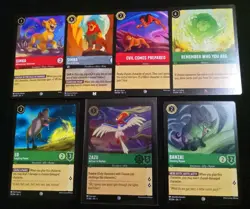 Disney Lorcana- Shimmering Saturday, LOT Of 7 Simba, Mufasa, Ed, Sazu, Banzai - Image 1