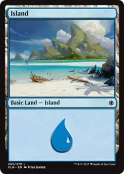 Moderate Play, English MTG Foil Island (265) - Foil Ixalan Magic the Gathering - Image 1