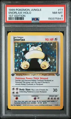 1999 POKEMON JUNGLE 1ST EDITION #11 SNORLAX-HOLO PSA 8 - Image 1