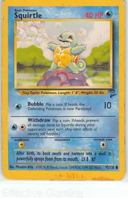 Squirtle 93/130 Common Base Set 2 Pokemon HP/DMG Arita - Image 1