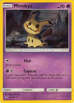 Mimikyu 58/145 Holo Rare Guardians Rising Pokemon MP - Image 1
