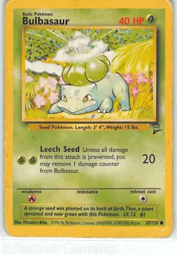 Bulbasaur 67/130 Common Base Set 2 Pokemon MP Arita - Image 1