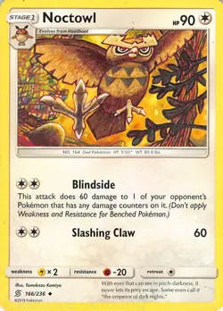 Noctowl 166/236 Uncommon Unified Minds Pokemon LP Komiya - Image 1