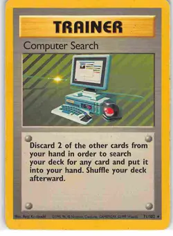 Computer Search 71/102 Rare Base Set Pokemon MP - Image 1