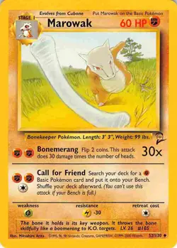 Marowak 52/130 Uncommon Base Set 2 Pokemon LP - Image 1