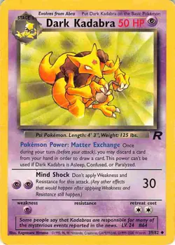 Dark Kadabra 39/82 Uncommon Team Rocket Pokemon HP/DMG - Image 1