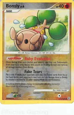 Bonsly 71/130 Common Diamond & Pearl Pokemon MP Harada Reverse Holo - Image 1