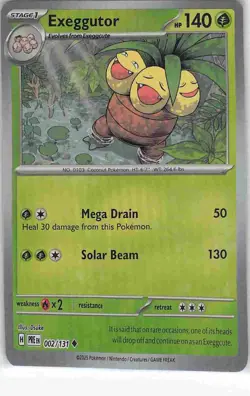 Exeggutor 002/131 Master Ball Prismatic Evolutions Pokemon NM - Image 1