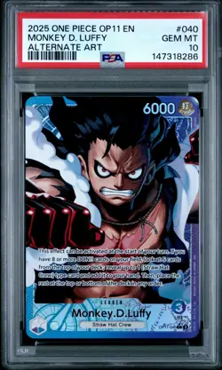 2025 One Piece OP11 English MONKEY D. LUFFY Leader Alternate Art PSA 10 #040 - Image 1