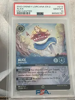 2023 Disney Lorcana Floodborn Alice Growing Girl Enchanted #213 PSA GEM MINT 10! - Image 1