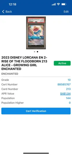 2023 Disney Lorcana Floodborn Alice Growing Girl Enchanted #213 PSA GEM MINT 10! - Image 4
