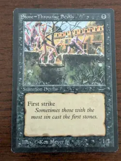 Magic The Gathering MTG STONE -THROWING DEVILS Arabian Nights Card! - Image 1