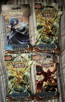 Pokemon TCG XY Steam Siege SLEEVED Booster Pack Lot 4 Packs 10 Cards eachEnglish - Image 1
