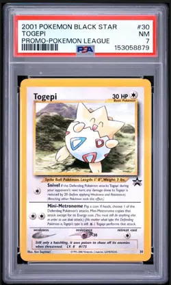 2001 POKEMON PROMO BLACK STAR POKEMON LEAGUE #30 TOGEPI PSA 7 - Image 1
