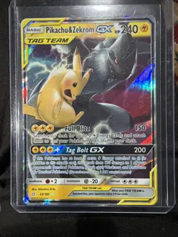 Pokemon Pikachu & Zekrom GX Sun & Moon Team Up Ultra Rare 33/181 - Image 1