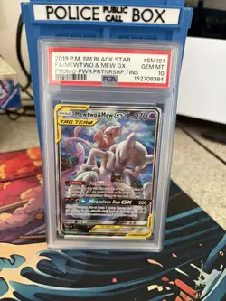 2019 POKEMON SM BLACK STAR PROMO #SM191 FULL ART/MEWTWO & MEW GX PSA 10 - Image 1