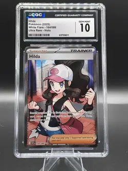 Pokemon TCG Trainer Hilda #164 Full Art Rare Holo White Flare 10 Grade - Image 1