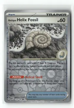 Antique Helix Fossil 153/165 Common 151 Pokemon Reverse Holo Near Mint - Image 1