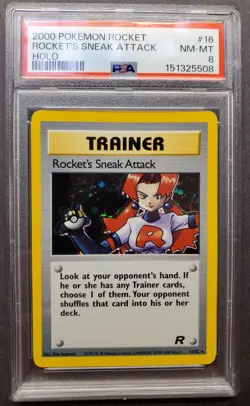 PSA 8 - Team Rocket - Rocket's Sneak Attack HOLO #16/82 Pokemon TCG 2000 - Image 1