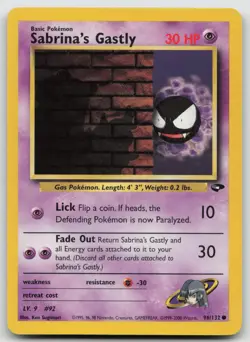 Sabrina's Gastly 96/132 Common Gym Challenge Pokemon Unlimited Lightly Played - Image 1