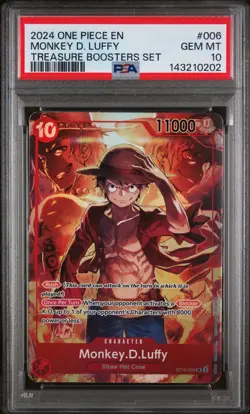 2024 ONE PIECE PROMOS TREASURE BOOSTERS SET #006 MONKEY D. LUFFY PSA 10 - Image 1