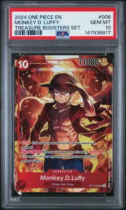 2024 ONE PIECE PROMOS TREASURE BOOSTERS SET #006 MONKEY D. LUFFY PSA 10 - Image 1