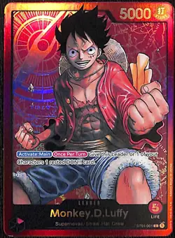 One Piece Monkey.D.Luffy ST01-001 Foil Leader Pre-Errata MP - Image 1