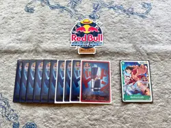 One Piece TCG Red Bull Double Don (Full Don Set, Luffy Promo, Sticker) - Image 1