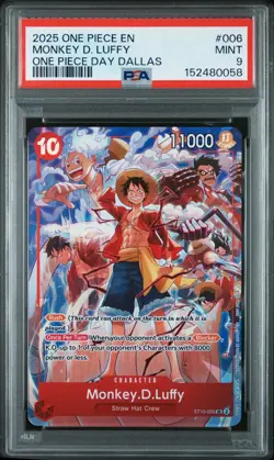 2025 ONE PIECE EN ONE PIECE DAY DALLAS PROMO #ST10-006 MONKEY D. LUFFY PSA 9 - Image 1
