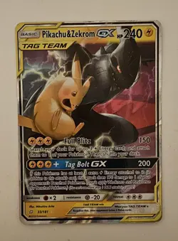 Pokemon Pikachu & Zekrom GX TCG Card 33/181 Sm-Team Up Tag Team - Image 1
