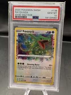 PSA 10 GEM MINT Rayquaza Vivid Voltage Amazing Rare Holo 2020 Pokemon 138/185 - Image 1