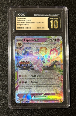 CGC PRIST1NE 10 💎 ESPEON EX #34 STAMPED - POKEMON PRISMATIC EVOLUTIONS SURPRISE - Image 1
