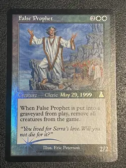 False Prophet MtG Prerelease White Magic the Gathering Creature Rare 1999 Foil - Image 1