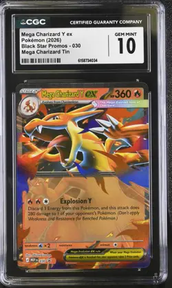 Pokemon Mega Charizard Y ex 030 Ultra Rare Black Star Promo - CGC 10 - Image 1