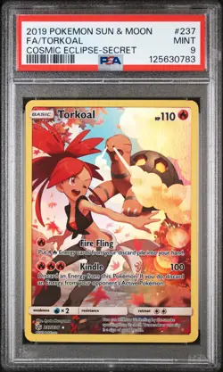 2019 Pokemon Sun & Moon Cosmic Eclipse Torkoal Secret Fa PSA 9 #237 - Image 1