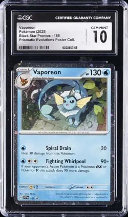2025 POKEMON #168 VAPOREON CGC 10 GEM MINT - Image 1