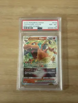 2022 POKEMON SWORD & SHIELD BRILLIANT STARS #018 CHARIZARD VSTAR PSA 8 - Image 1