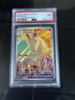 Pokemon Rapidash 2025 Destined Rivals Illustration Rare 189/182 Holo PSA 9 - Image 1
