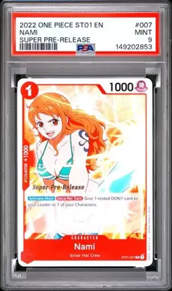 2022 ONE PIECE SUPER PRE RELEASE ST01-007 NAMI PSA 9 MINT - Image 1
