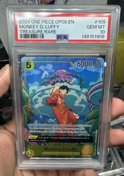 Bandai One Piece Monkey D. Luffy OP07-109 Two Legends Treasure Rare Foil PSA 10 - Image 1
