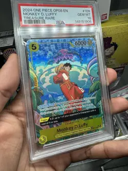Bandai One Piece Monkey D. Luffy OP07-109 Two Legends Treasure Rare Foil PSA 10 - Image 2