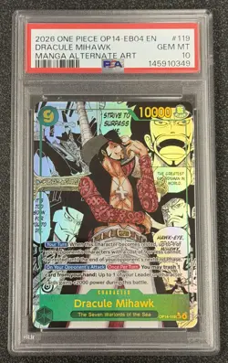 The Azure Sea's Seven #OP14-119 Dracule Mihawk (Manga) PSA 10 - Image 1
