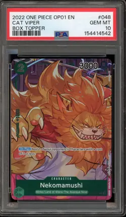 One Piece CCG Cat Viper Nekomamushi Bx. Topper OP01-048 PSA 10 Gem Mint - Image 1
