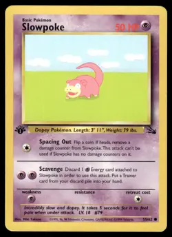 Pokemon Cards Slowpoke 55/62 1st Edition Fossil Common NM *2 - Image 1