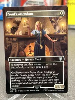MTG Foil Soul's Attendant NM Borderless U 0520 LTC Lord of the Rings Hildebrandt - Image 1
