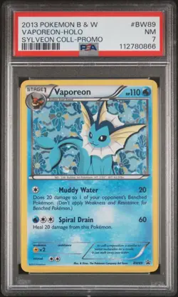 Vaporeon BW89 Black & White Sylveon Collection Promo Near Mint Pokemon PSA 7 - Image 1