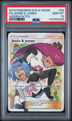 PSA 10 Jessie & James Full Art HIDDEN FATES 68/68 GEM MINT Graded Pokemon Card - Image 1