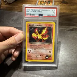 Pokemon TCG Gym Heroes Rocket's Moltres 12/132 Unlimited Holo Rare PSA 7 NM 🔥 - Image 3