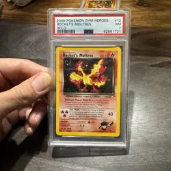 Pokemon TCG Gym Heroes Rocket's Moltres 12/132 Unlimited Holo Rare PSA 7 NM 🔥 - Image 4